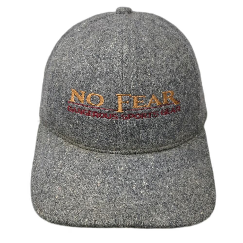 No Fear Baseball Cap Gray One Size Strapback Dangerous Sports Gear Wool Hat